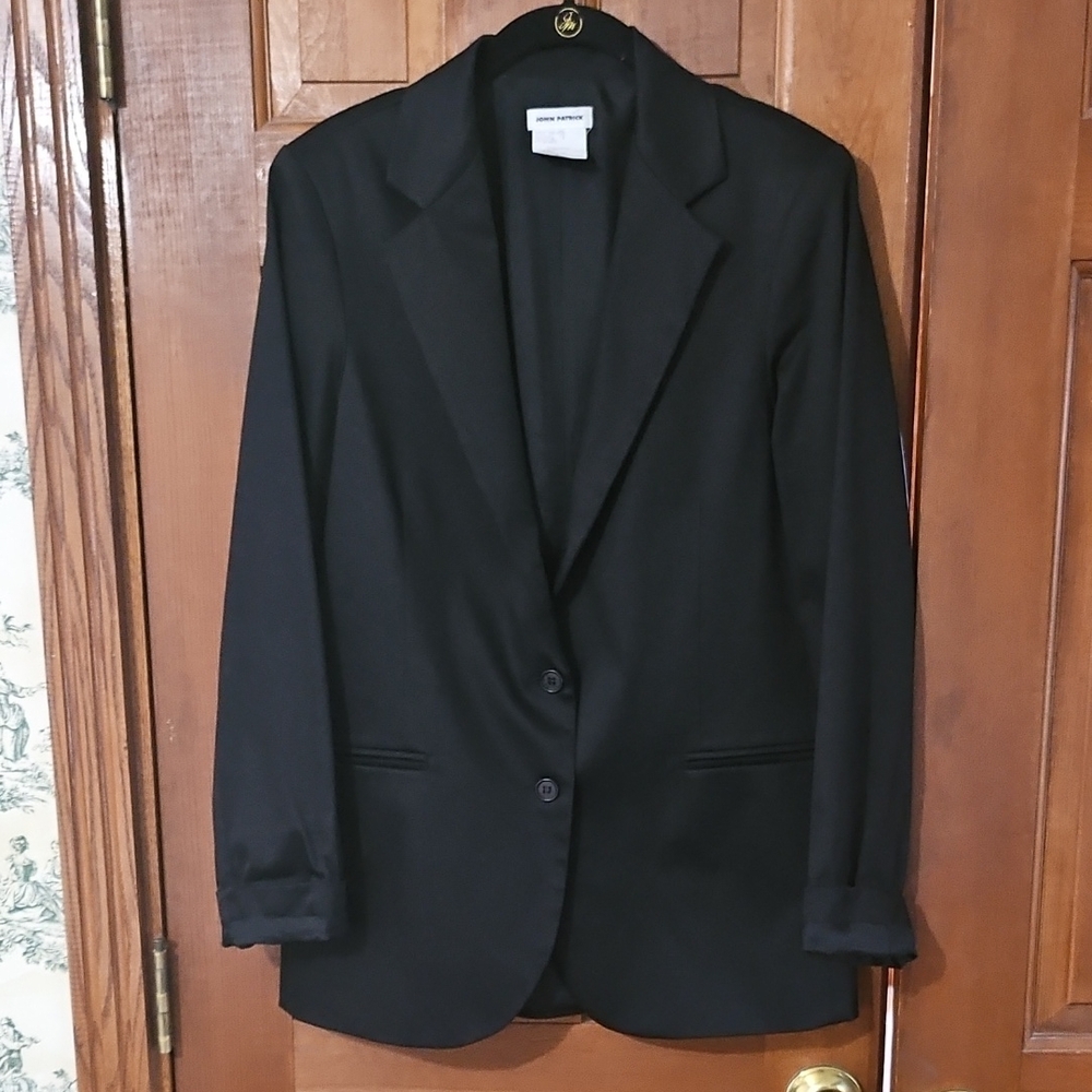 Vintage John Patrick Black Women's Blazer - Professional Tailored Jacket Sz M